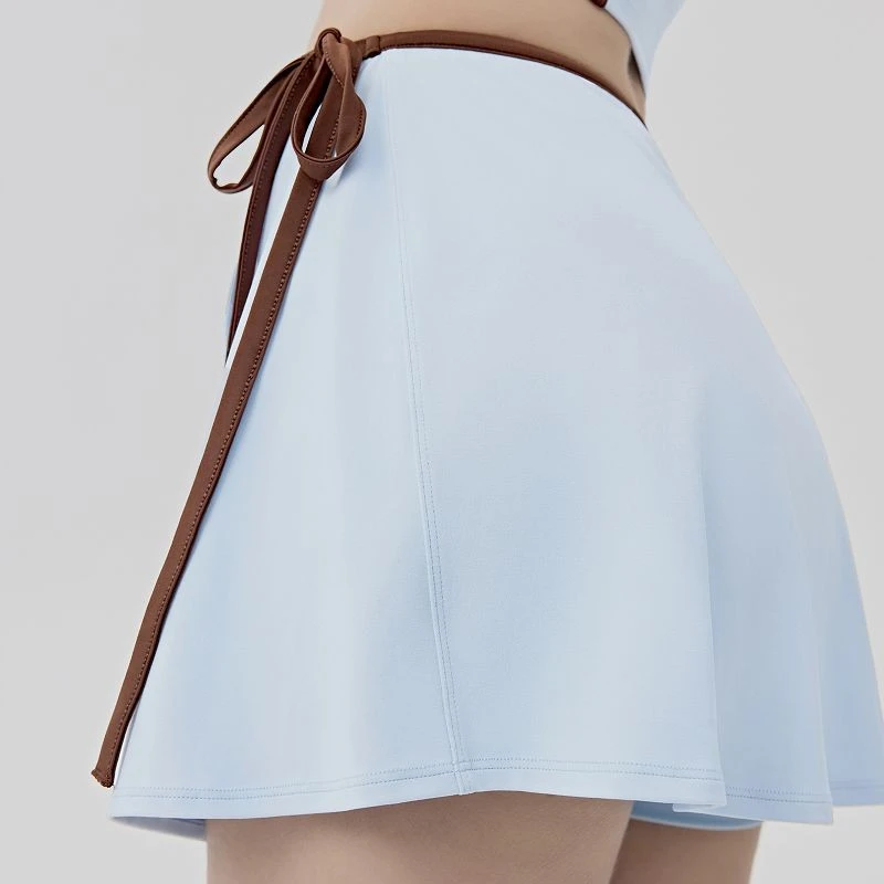 Contrast-Color Trim Hip-Covering Tennis Skirt best